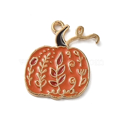 Thanksgiving Day Golden Tone Alloy Enamel Pendants, Pumpkin, 21x18.5x1.5mm, Hole: 1.8mm(ENAM-M002-02E-G)