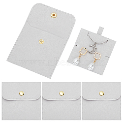 WADORN 4 Sets Square Microfiber Packing Button Bags, Jewelry Envelope Pouches with Jewelry Insert, for Earrings, Bracelets, Pendant, Light Grey, 6.1~7.9x6.1~8x0.4~0.75cm, 2pcs/set(ABAG-WR0001-09A)