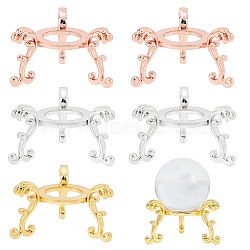 6pcs 3 Colors Crystal Ball Display Stand Alloy Metal Base, for Home Decoration, Mixed Color, 6.4x6.9x4.1cm, Inner Diameter: 2.6cm, 2pc/color(ODIS-GA0001-38)