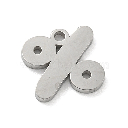 304 Stainless Steel Pendants, Symbol Charm, %, 9x10x1.5mm, Hole: 1.2mm(STAS-M069-02D-P)