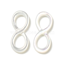 Natural White Shell Connector Charms, Infinity Links, WhiteSmoke, 21.5x8.5x2mm, Hole: 7x5mm(SSHEL-M022-17)