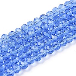 Glass Beads Strands, Faceted, Rondelle, Light Sky Blue, 4mm, Hole: 0.9mm, about 113~115pcs/strand, 16.14~16.34 inch(41~41.5cm)(EGLA-A044-T4mm-D14)