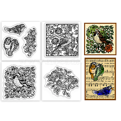 4Pcs 4 Styles PVC Stamp, for DIY Scrapbooking, Bird, 55x55mm, 1pc/style(DIY-WH0487-0077)