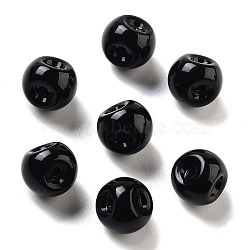 Acrylic Beads, Round Suzumaru Beads, Top Drilled, Black, 9x9x10mm, Hole: 2mm, 926pc/500g(OACR-U005-08A)