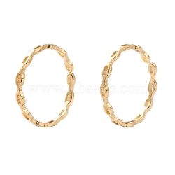 Brass Cuff Rings, Open Rings, Long-Lasting Plated, Oval, Real 18K Gold Plated, Inner Diameter: 17mm(RJEW-H131-01G)