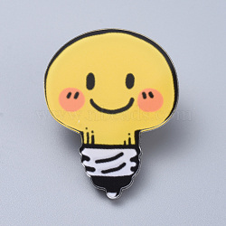 Acrylic Safety Brooches, with Iron Pin, Light Bulb, Yellow, 44x34x8mm, Pin: 0.8mm(JEWB-D006-B07)