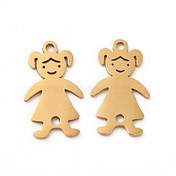 201 Stainless Steel Connector Charms, Hollow Girl Links, Golden, 18.5x10.5x1mm, Hole: 1.4mm(STAS-K251-091G)