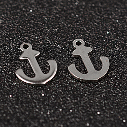 Anchor 304 Stainless Steel Charms, Stainless Steel Color, 12x9x1mm, Hole: 1mm(STAS-M249-01)