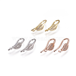 Brass Micro Pave Cubic Zirconia Earring Hooks, with Horizontal Loop, Mixed Color, 17x5mm, Hole: 1.4mm, 18 Gauge, Pin: 1mm(KK-L177-387)