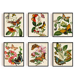 Chemical Fiber Oil Canvas Hanging Painting, Home Wall Decoration, Rectangle, Butterfly Pattern, 250x200mm, 6 style, 1pc/style, 6pcs/set(AJEW-WH0173-140)