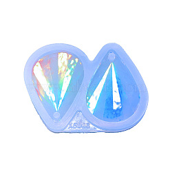 DIY Holographic Teardrop Pendant Food Grade Silicone Molds, Laser Effect Pendant Resin Casting Molds, For UV Resin, Epoxy Resin Jewelry Making, White, 45x60x7mm(RABO-PW0001-086C)