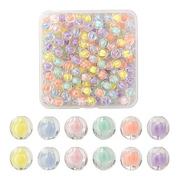 210Pcs 6 Colors Transparent Acrylic Beads, Bead in Bead, Pumpkin, Mixed Color, 11x11.5mm, Hole: 2mm