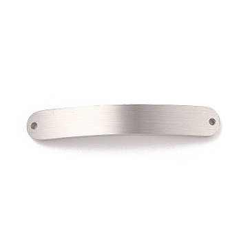 304 Stainless Steel Brushed Curved Rectangle Connector Charms, Stainless Steel Color, 6.5x39.5x1.5mm, Hole: 1.4mm
