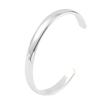 Non-Tarnish 304 Stainless Steel Open Cuff Plain Bangles, Stainless Steel Color, Inner Diameter: 2-5/8 inch(6.6cm), 8mm