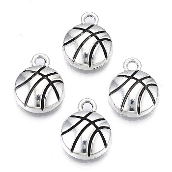 Tibetan Style Alloy Charms, Lead Free & Cadmium Free, Flat Round, Antique Silver, 13.5x10.5x3mm, Hole: 1.8mm, about 640pcs/500g