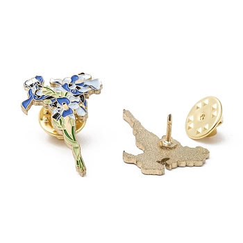 Creative Zinc Alloy Brooches, Enamel Lapel Pin, with Iron Butterfly Clutches or Rubber Clutches, Flower, Golden, Medium Orchid, 30x20mm, Pin: 1mm
