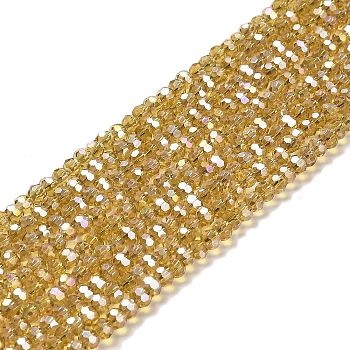 Transparent Glass Beads, Faceted, Round, Goldenrod, 3.5x3mm, Hole: 1mm, about 168~169pcs/strand, 19.09''(48.5cm)