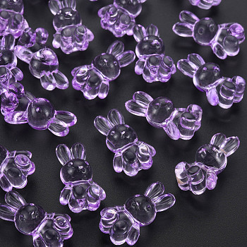 Transparent Acrylic Beads, Rabbit, Blue Violet, 24.5x14.5x11mm, Hole: 2.5mm, about 300pcs/500g