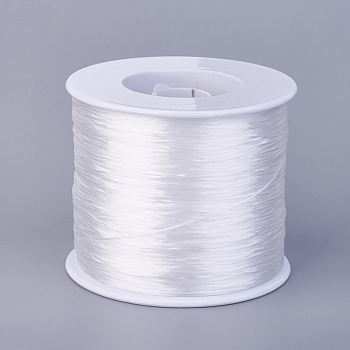 Flat Elastic Crystal String, Elastic Beading Thread, for Stretch Bracelet Making, White, 0.7mm, about 546.8 yards(500m)/roll