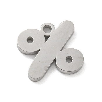 304 Stainless Steel Pendants, Symbol Charm, %, 9x10x1.5mm, Hole: 1.2mm