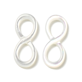 Natural White Shell Connector Charms, Infinity Links, WhiteSmoke, 21.5x8.5x2mm, Hole: 7x5mm