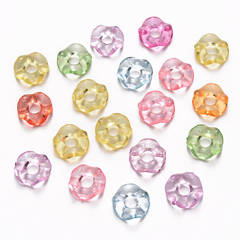 Transparent Acrylic Beads, Large Hole Beads, Flat Round, Mixed Color, 12.5x3.5mm, Hole: 4mm, about 2000pcs/500g
