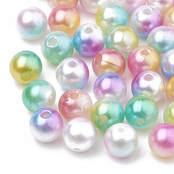 Acrylic Imitation Pearl Beads, Round, Mixed Color, 8mm, Hole: 1.2~2mm, about 1800pcs/500g