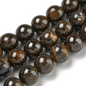 Natural Boulder Opal Beads Strands, Round, 10mm, Hole: 0.8mm, about 37~38pcs/strand, 14.96''~15.43''(38~39.2cm)