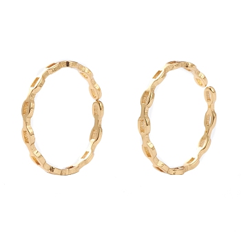 Brass Cuff Rings, Open Rings, Long-Lasting Plated, Oval, Real 18K Gold Plated, Inner Diameter: 17mm