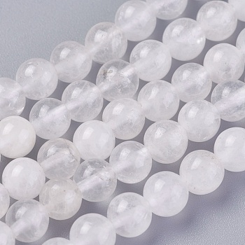 Natural Quartz Crystal Beads Strands, Rock Crystal Beads, Round, 8mm, Hole: 1mm, about 48pcs/strand, 15.1~15.3 inch(38.5~39cm)