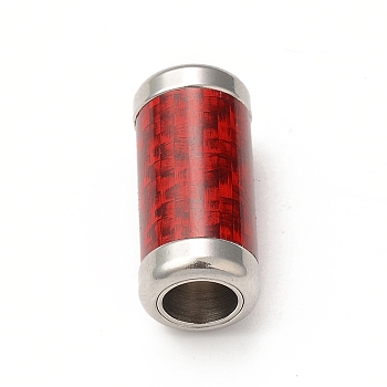 303 Stainless Steel Magnetic Clasps, Column, Stainless Steel Color, FireBrick, 21x10x10mm, Inner Diameter: 6mm and 7mm, Small Column: 9x7mm, Inner Diameter: 6mm