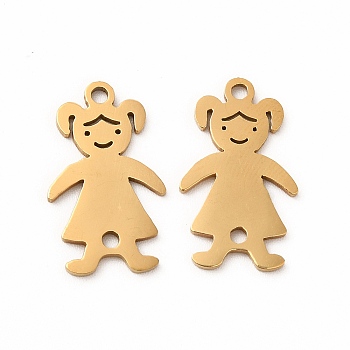 201 Stainless Steel Connector Charms, Hollow Girl Links, Golden, 18.5x10.5x1mm, Hole: 1.4mm