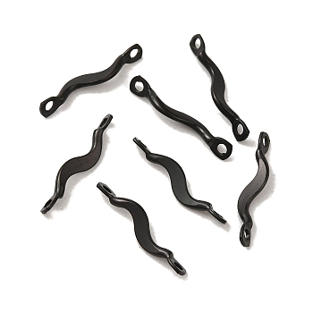 304 Stainless Steel Links Connector Charms, Twisted Bar, Electrophoresis Black, 15x2x3mm, Hole: 1.2mm