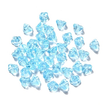 Transparent Czech Glass Beads, Flower, Light Sky Blue, 8.5x6.5mm, Hole: 1mm(X-GLAA-G070-05A-010)