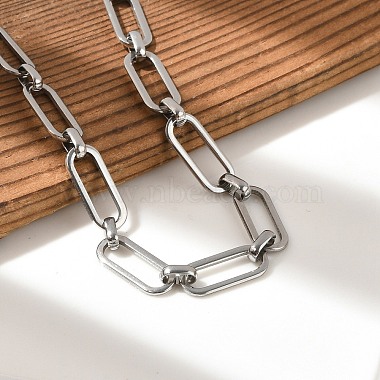 304 Stainless Steel Paperclip Chains Bracelets for Men & Women(BJEW-D042-32P)-2