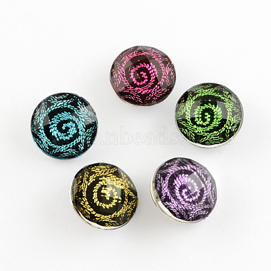 28L(18mm) Platinum Mixed Color Flat Round Alloy + Resin Button