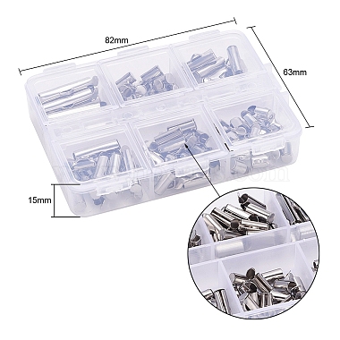 90Pcs 6 Style 304 Stainless Steel Slide On End Clasp Tubes(STAS-YW0001-20)-4