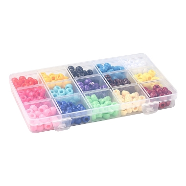 375Pcs 15 Colors Opaque Plastic Beads(KY-FS0001-15)-2