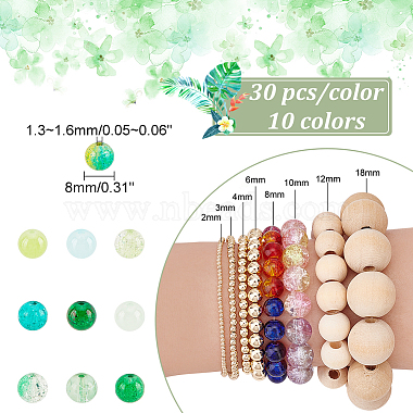 Pandahall Elite 300 pcs 10 brins de perles de verre craquelé peints au four de couleur(CCG-PH0001-13B)-2