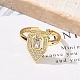 Brass Micro Pave Clear Cubic Zirconia Cuff Finger Rings for Women(RJEW-U033-10G)-2