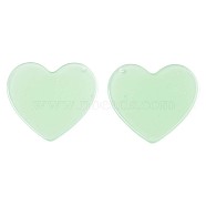Translucent Cellulose Acetate(Resin) Pendants, Solid Color, Heart, Light Green, 38x41x2mm, Hole: 1.4mm(KY-T040-31B)
