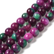 Natural Dyed Jade Beads Strands, Round, Purple, 10~10.5mm in diameter, Hole: 1mm, about 37pcs/strand, 14.76''~14.80''(37.5~37.6cm)(G-M402-C04-05)