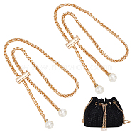 WADORN 2Pcs Alloy Bucket Bag Drawstring Chains, with Resin Imitation Pearl Beads, Light Gold, 64.8cm(DIY-WR0003-08G)