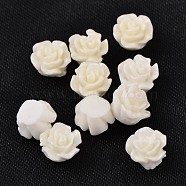 Resin Beads, Flower, White, 6x4mm, Hole: 1mm(RESI-B3455-A01)