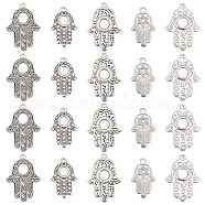 DICOSMETIC 20Pcs 5 Style 304 Stainless Steel Pendants Cabochon Settings, for Religion, Hamsa Hand/Hand of Miriam with Eye, Antique Silver & Stainless Steel Color, 25.5~29x15~19.5x2~3mm, Hole: 1.5~1.8mm, 4pcs/style(STAS-DC0004-74)