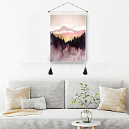 Polyester Landscape Wall Hanging Tapestrys, for Home Decoration, with Wood Bar, Nulon Rope, Plastic Hook, Rectangle, Mountain, 500x350mm(DJEW-PW0012-135E)