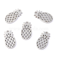 304 Stainless Steel Charms, Laser Cut, Pineapple, Stainless Steel Color, 11.5x6.5x1mm, Hole: 1.2mm(STAS-O142-43P)
