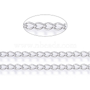 Brass Twisted Chains, Curb Chains, Soldered, with Spool, Lead Free & Nickel Free & Cadmium Free, Platinum, 4x3x0.45mm, about 301.83 Feet(92m)/roll(CHC-Q001-02P-NF)