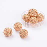 Polymer Clay Rhinestone Beads, Pave Disco Ball Beads, Grade A, Light Peach, PP11(1.7~1.8mm), 8mm, Hole: 1.5mm(RB-H284-8MM-362)