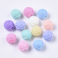Opaque Acrylic European Beads, Large Hole Beads, FLower, Mixed Color, 11.5x11.5x10.5mm, Hole: 4mm(X-SACR-N009-13)